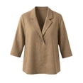 thumbnail image 5 of Babysbule Women Notch Collar Blazer Lapel Pullover Blouse Set-In 3/4 Sleeve Loose Fit Top for Office Daily Brunch Outfits, 5 of 5