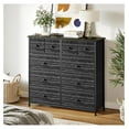 10 Drawer Dresser for Bedroom Fabric Storage Tower Wide Black Dresser