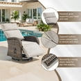 thumbnail image 6 of POCASSY Outdoor Swivel Recliner Chairs Set of 2, Brown Wicker Recliner Patio Swivel Chair with Adjustable Reclining Back and Lifting Footrest for Porch Pool Deck, Beige Cushion, 6 of 10