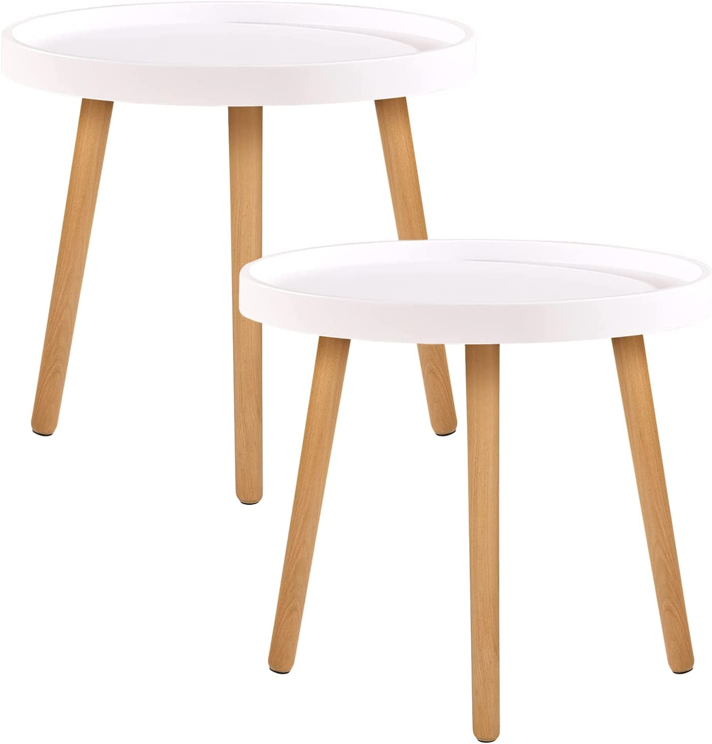 15.7 Inch Round End Table Set of 2 Modern Bedside Table Side Table for