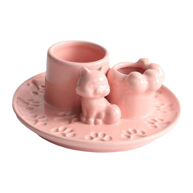 Porta incienso Strade Fareast Limited Soporte de cerámica Plato de vela de gato Rosa