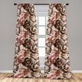 thumbnail image 2 of Floral Window Curtains, Vintage Graphic Flourishes Pattern of Roses Leaves and Peony Print, Lightweight Decor 2-Panel Set with Rod Pocket, Pair of - 28"x84", Cinnamon Brown and Pale Ruby, by Ambesonne, 2 of 3