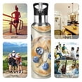 thumbnail image 5 of Blueberry Bagels Hand Painted Sports Bottle with Straw Stainless Steel Water Jug Portable Thermal Cup Leak-proof 600ML, 5 of 9
