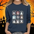 thumbnail image 2 of WAVSUF Kids Girls Halloween Tee, Crew Neck Cartoon Printed 3/4 Sleeve Casual Fall Festive Top Blue 3, 2 of 6