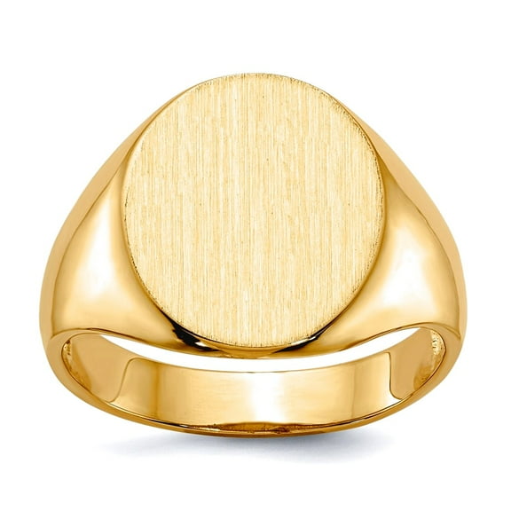 Finest Gold 14K Yellow Gold 14 x 13 mm Open Back Mens Signet Ring - Size 9