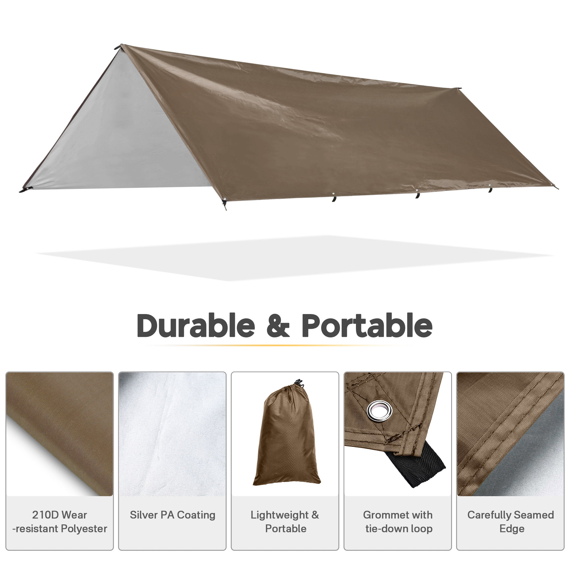 Yescom 10x15FT Camping Tent Tarp Hammock Rain Fly Waterproof
