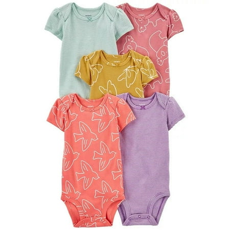 UPC: 0195861486480 | Carter s PINK/PURPLE Baby Girls Short-Sleeve Bodysuits Pack of 5 US 6 Mos