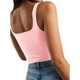 thumbnail image 5 of Women's Square Neck Sleeveless Crop Tops 2024 Cute Double Layer Seamless Slim Fit Tank Tops, 5 of 6