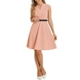 thumbnail image 2 of Vestido de trabajo INSPIRE CHIC para mujer, corte acampanado, vestido de negocios de manga corta 2024, talla XL, color rosa, 2 of 6