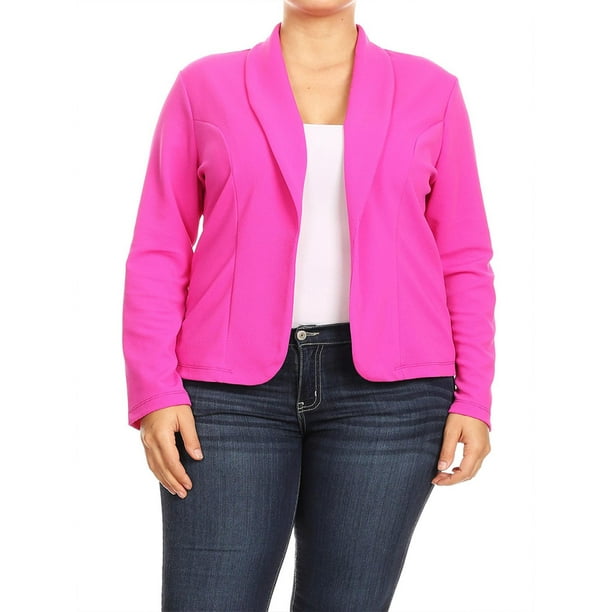 Women's Plus Size Casual Solid Long Sleeve Blazer Cardigan Jacket Made in USA