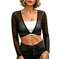 thumbnail image 2 of Conairie Swim Suit Coverup for Womens Crop Top Long Sleeve Shawl Short Sleeve Shrug Lined Cardigan Cover Up Solid Color Black L, 2 of 4