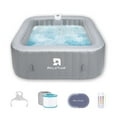 thumbnail image 4 of RELXTIME Portable Outdoor Spa, 4-6 Person Inflatable Hot Tub, Square Pool with 130 Massage Jets, 104°F, 4 of 8