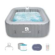 RELXTIME Portable Outdoor Spa, 4-6 Person Inflatable Hot Tub, Square Pool with 130 Massage Jets, 104°F