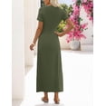 thumbnail image 3 of Merokeety Womens Summer T Shirt Dresses Crew Neck Tie Waist Midi Dress Armygreen xl, 3 of 8