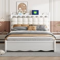 thumbnail image 3 of New White Queen Size Storage Platform Bed w/ Twin-XL Trundle & USB Ports – Modern Wood Bed Frame with 2 Drawers & Built-In Power Outlets, 3 of 10