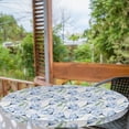 thumbnail image 2 of Ambesonne Floral Fitted Round Tablecloth, Blue Tender Romantic Flowers, 40"- 44" Diameter, Pale Sky Blue Green and White, 2 of 5