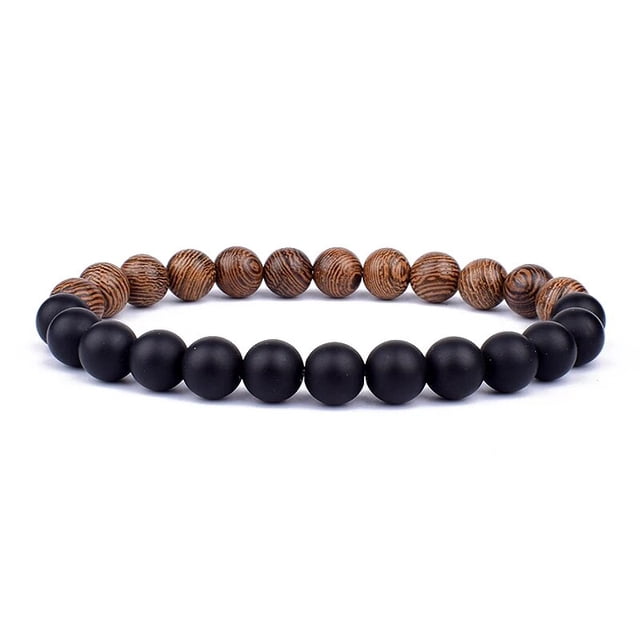 Pulsera de piedra volcánica para hombres, pulsera de cuentas de madera de Lava de 8mm, cadena para la muñeca de Buda tibetano, joyería para hombres y mujeres, pulseras nuevas de regalo