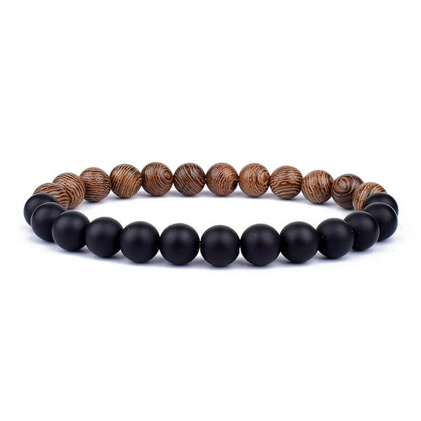 Pulsera de piedra volcánica para hombres, pulsera de cuentas de madera de Lava de 8mm, cadena para la muñeca de Buda tibetano, joyería para hombres y mujeres, pulseras nuevas de regalo