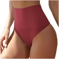 thumbnail image 2 of Odbmxy High Cut Womens Panties Plus Size Seamless Briefs for Women High Waist Tummy Control Red Solid Color Panties, 2 of 5