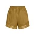 thumbnail image 6 of Utoimkio Women's Casual Lounge Shorts Summer Elastic Waisted Beach Shorts Comfy Stretch Lace Trim Ruffle Linen Shorts with Pockets Size S-3XL, 6 of 8
