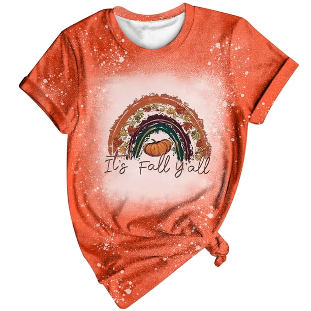 Mujeres Casual manga corta corbata digital impresión cuello redondo suelta camiseta blusa Tops Pompotops hfajkhk140067