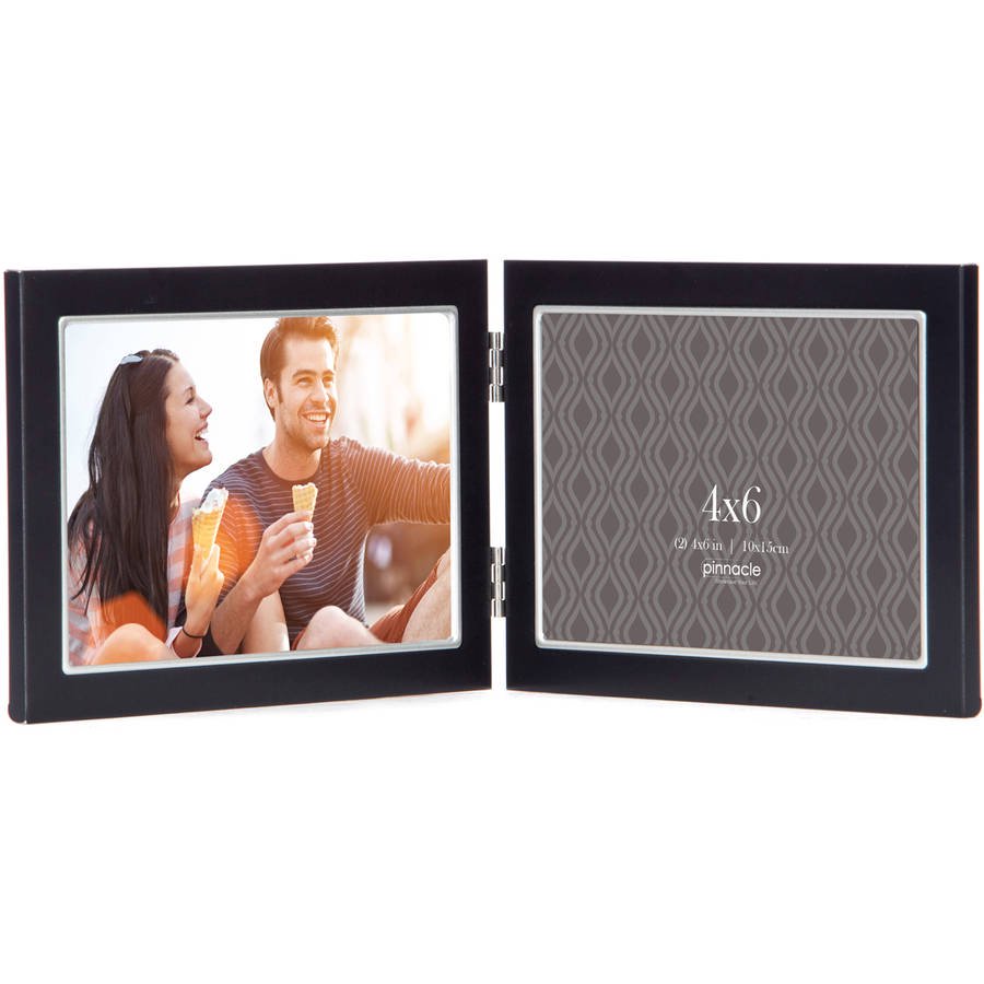 Pinnacle Double Picture Frame, 4" x 6", Black/Silver