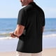 thumbnail image 5 of Blusa de Manga Corta Arrugada Botones Sólidos, Casual Stand-Up Cuello de los Hombres Camiseta, Poliéster Spandex Moda Superior, 5 of 7