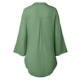 thumbnail image 4 of Only Moment Lightweight Soft Casual Shirts for Women Long Sleeve V Neck Bamboo Nodes Cotton Dressy Collared Shirts Trendy Business Casual Work Blouses Vacation Outfits 2026 Green,M, 4 of 6