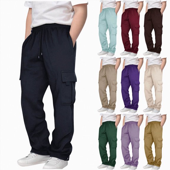 3-4 Years Child Boys Cargo Pants Relaxed Drawstring Sweatpants School Pants Fall Winter Pants Boys Cargo Joggers Pants 1T 2T 3T 4T 5T 6T 7T 8T Purple Pants