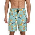 thumbnail image 1 of Lsque Cute Dogs Corgi Mens Sleep Pajama Shorts,Short Pajama Pants, Cotton Ultra-Soft Knit-Small, 1 of 6