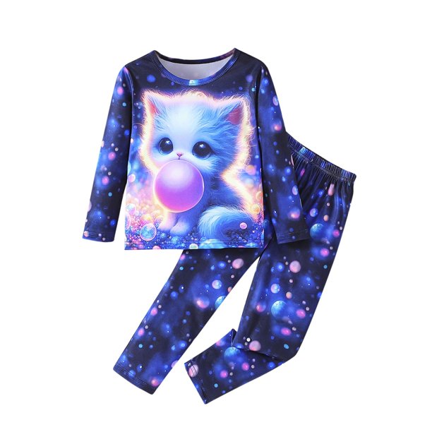 Odeerbi 2-8 Años Niños Niñas Pijama Brilla En La Oscuridad Pijama Luminoso de Dinosaurios Conjunto de Pijama de Dos Piezas de Manga Larga Noctilucente Deportes