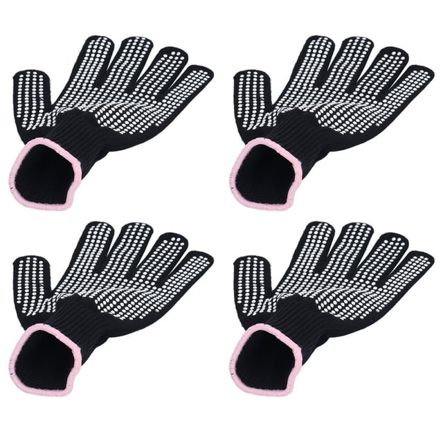 Oven 4Pcs Heat Resistant Gloves High Temperature Resistant Anti Scalding Mitts with Silicone Bumps