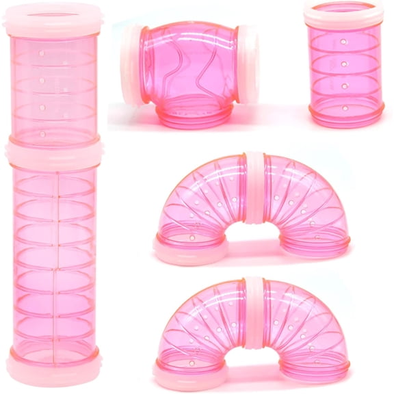 8 Pack Transparent Curved Pipe Pet Cage Tunnel Set - DIY Creative Connection Tunnel External Sports Tube for Mouse, Hamster, Rat and Other Small Animals
