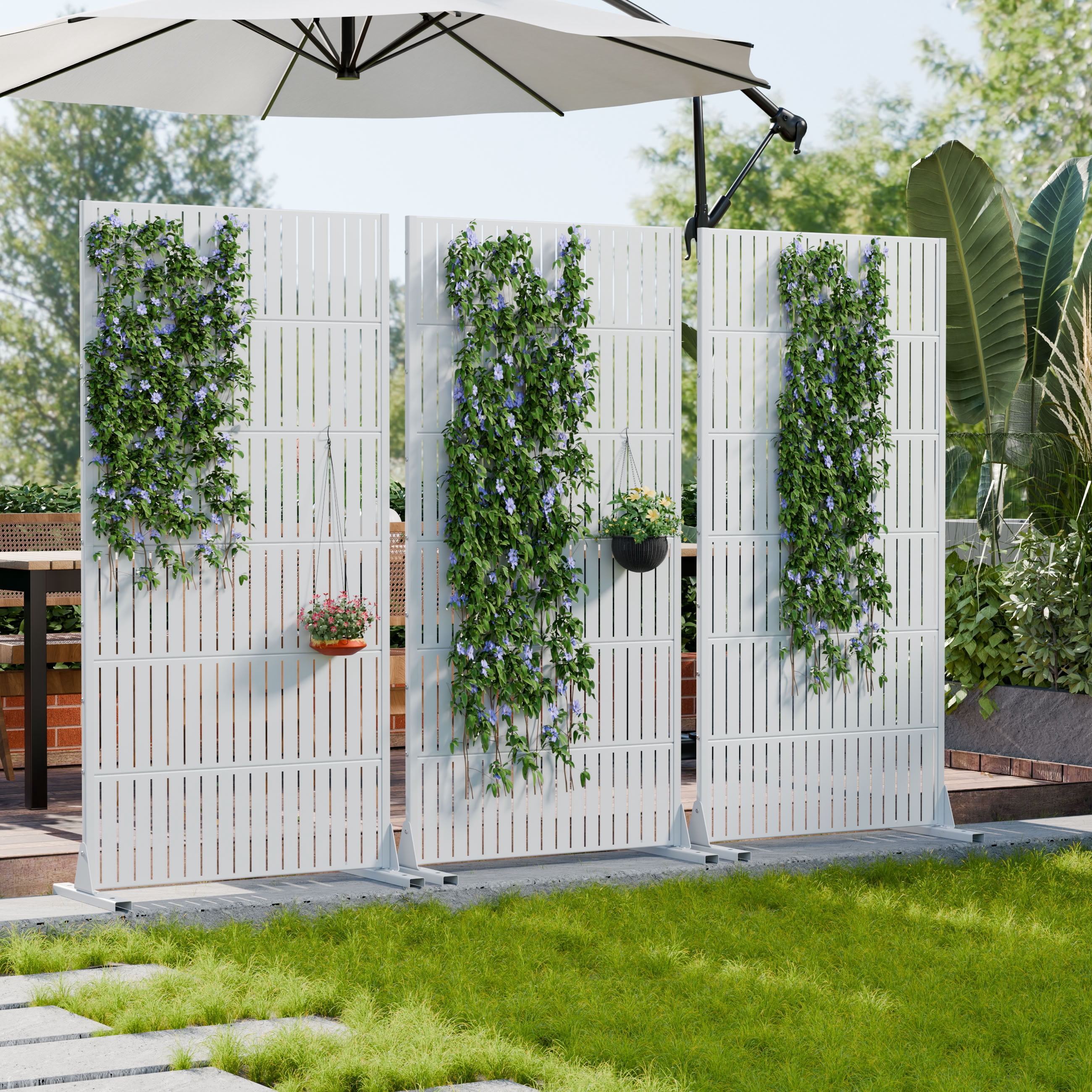 MAYEERTY 72*35in Outdoor Privacy Screen, Easy to Install Metal Privacy Panel, Privacy Divider for Patio, Balcony, Garden