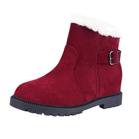

Yinguo Plus Velvet Boots Color Boots Snow Round Toe Women s Warm Solid Winter Women s Boots