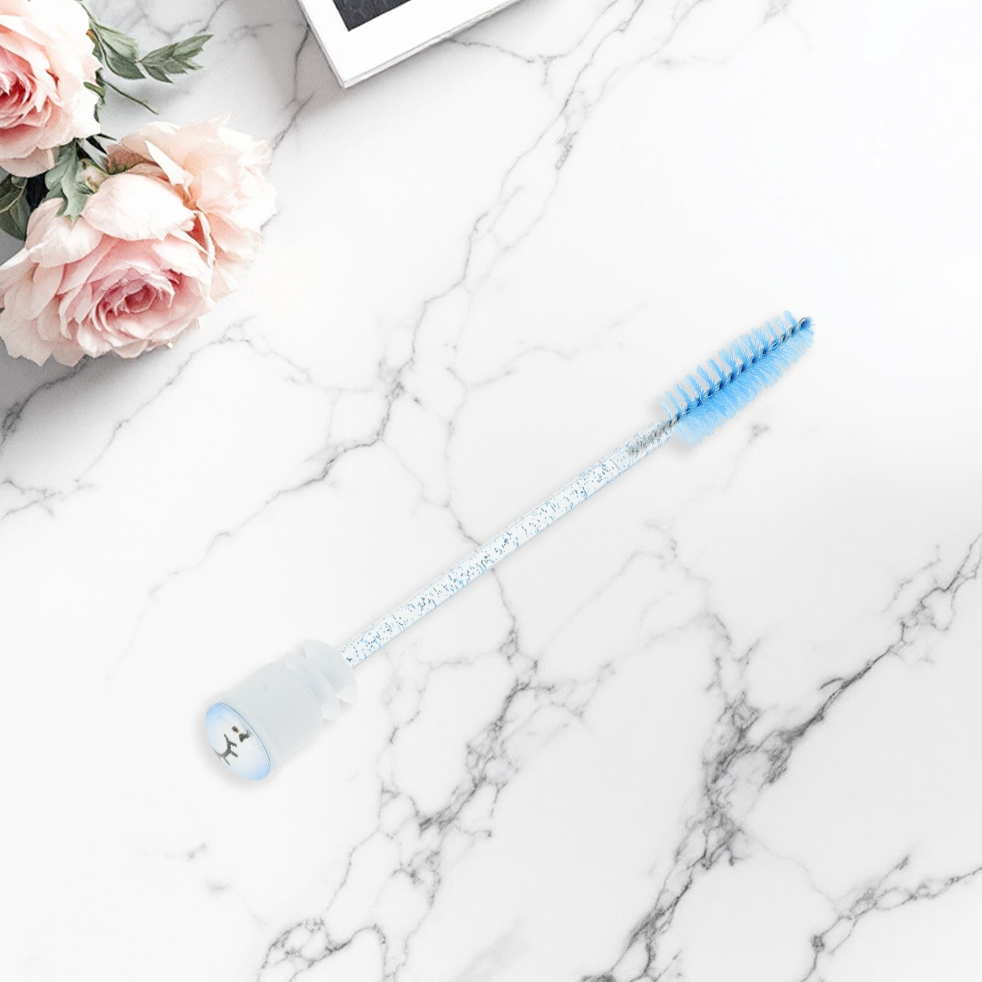 Unique Bargains 1 Pc Convenient Soft Nylon Bristles Eyelash Brush for Vacation Blue