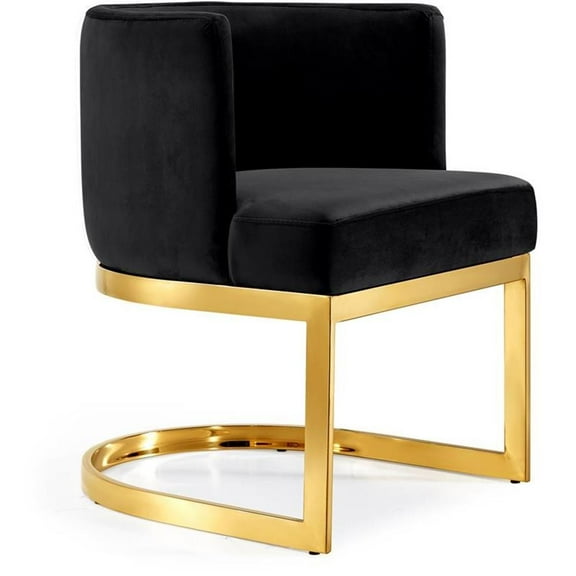 Pemberly Row Contemporary Black Upholstered Velvet Dining Chair