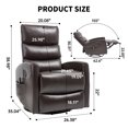 thumbnail image 7 of Leumius Swivel Recliner Chair,360° Glider Rocking Chair with Massage and Heating,PU Leather Small Manual Recliner for Nursery Home Theater,Brown PU, 7 of 7