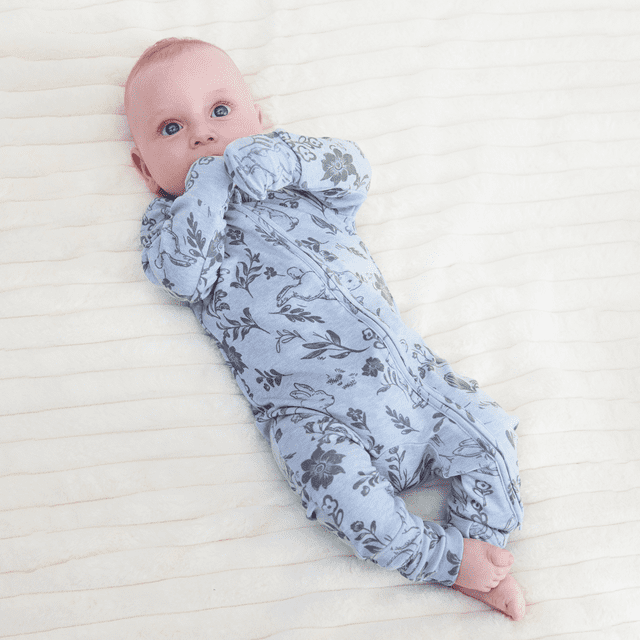 PatPat Baby Boy/Girl Plant Print Zip-up Snug-Fitting Wool Pajamas