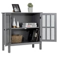 thumbnail image 1 of Giantex Armoire Console, Armoire de Rangement de Cuisine avec Porte en Verre, Buffet Console, Vitrine Serveur, Gris, 1 of 10