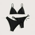 thumbnail image 3 of Women Spaghetti Strap Bikini Set, 3 Piece Bathing Suit with Padded Bras, Cheeky Bottoms, Tie String Bikinis Swimsuits, 3 of 4