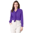 thumbnail image 1 of Blusa Elegante de Oficina Allegra K para mujer Camisa Plisada con cuello de Lazo y Manga Larga Púrpura M, 1 of 6