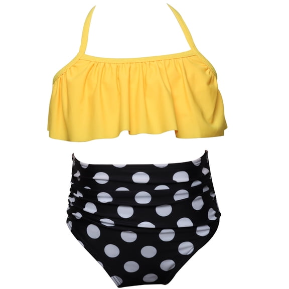 dmqupv Bathing Suits Kids Girls 10-12 Bikini Wear Bathing Girls Floral Pieces Swimwear Baby Toddler Sport Apparel Yellow 5-6 Years