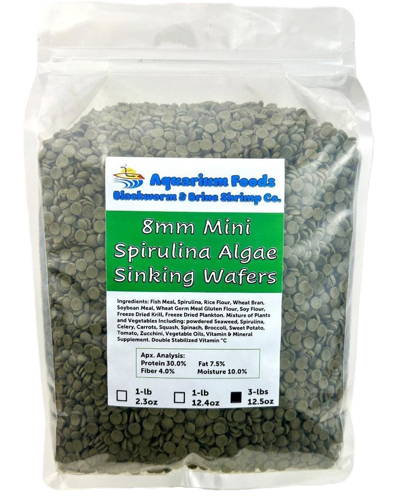 Aquatic Foods Inc. 8mm - 1/3" Mini Sinking Wafers of Algae, Spirulina, Veggies for All Tropical Fish, African Cichlids, Shrimp, Snails, Crabs, Catfish, Plecos.…3-lbs 12.5oz Clear Bag