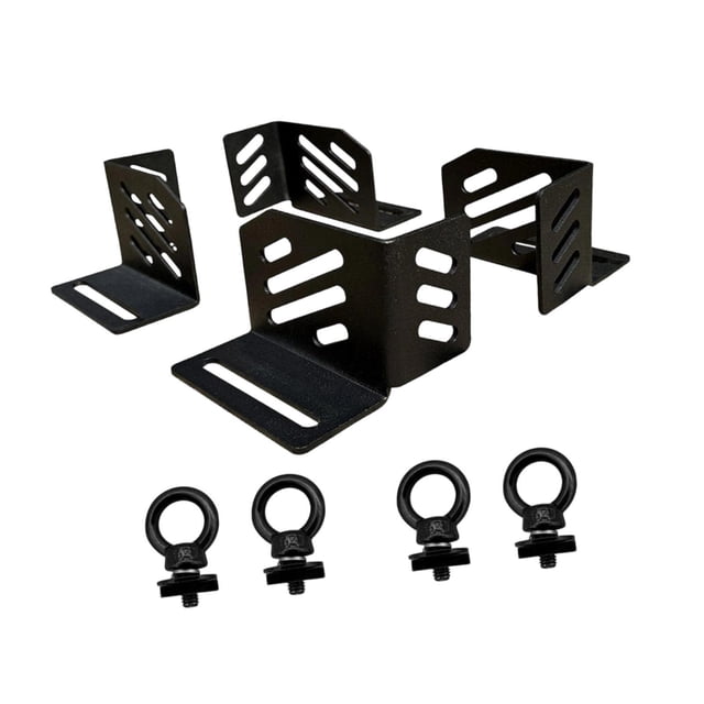 4 soportes de esquina negros de rendimiento, fáciles de instalar, con anillos de fijación, accesorios portátiles para montaje en portaequipajes