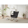 thumbnail image 3 of Nursery Rocking Chair, Fabric Upholstered Glider Rocker with High Backrest, Modern Rocking Accent Chairs Comfy Side Chair Armchair Single Chair for Nursery, Bedroom, Living Room, Office, K, 3 of 9