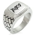 thumbnail image 1 of Stainless Steel XOXO Heart Geometric Pattern Step-Down Biker Style Polished Ring, 1 of 1