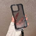 thumbnail image 2 of 3-in-1 Clear Phone Case For iPhone 16,Shockproof Protective Transparent Case,Heavy Duty Protection,With Wrist Strap,Rugged Anti-drop Non-Slip Tough Durable Phone Case,Black, 2 of 10