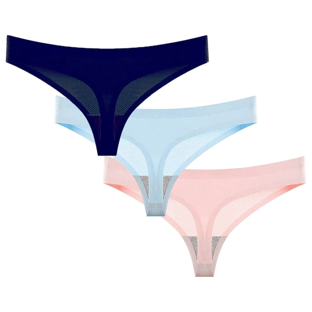 Srobpty Culottes String Taille Basse pour Femmes, 3 Pcs String d'Été Sans Coutures Respirant Taille Basse sous-Vêtements pour Femmes