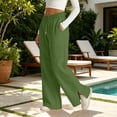 thumbnail image 4 of Guluxicc Women's Linen Pants with Pockets Elastic Waist Drawstring Wide Leg Trousers Summer Casual Outfits for Everyday Wear, 4 of 8
